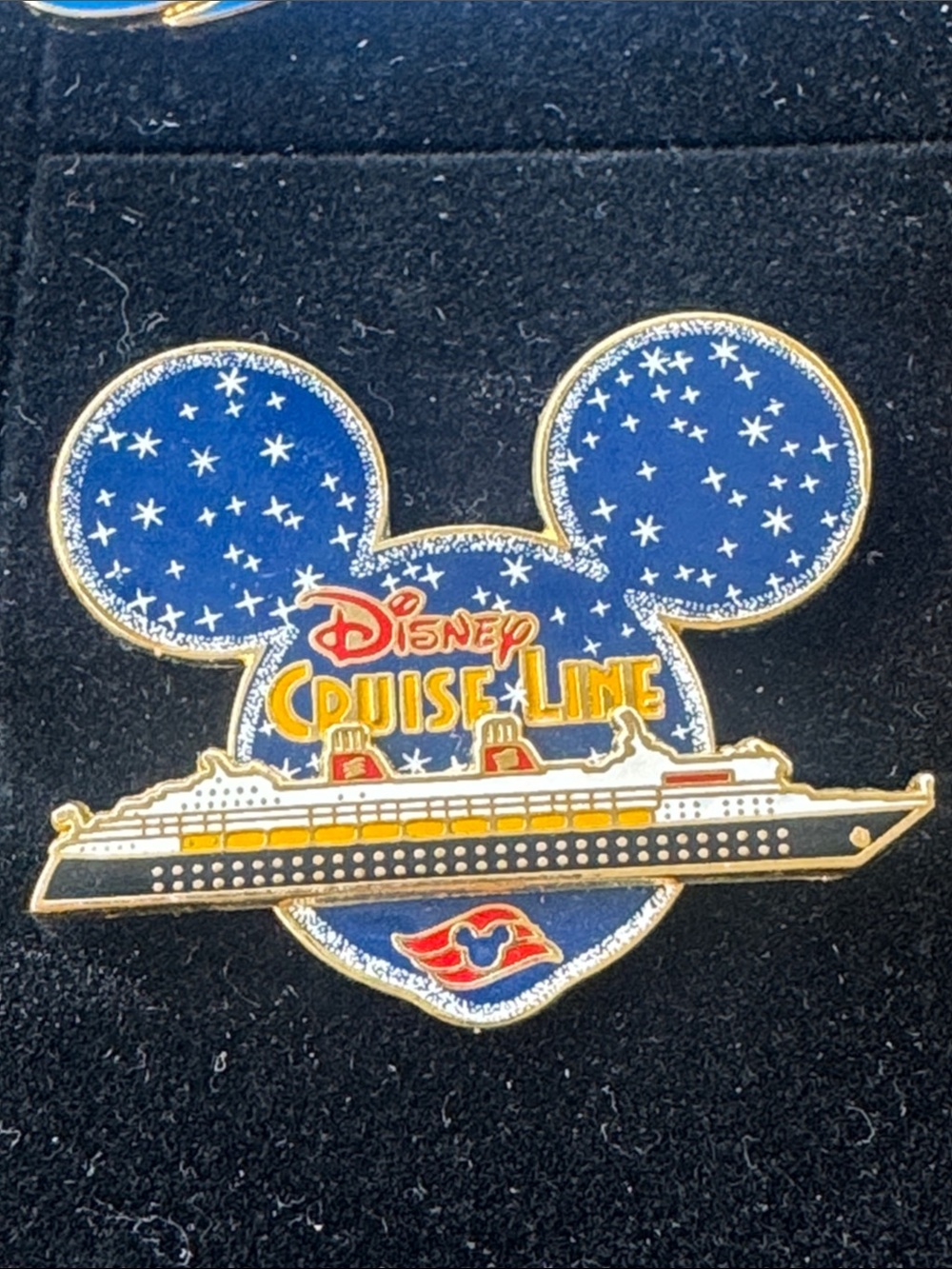 Disney Cruise Line Enamel Mickey Ship Pin - Blue, Gold & Red